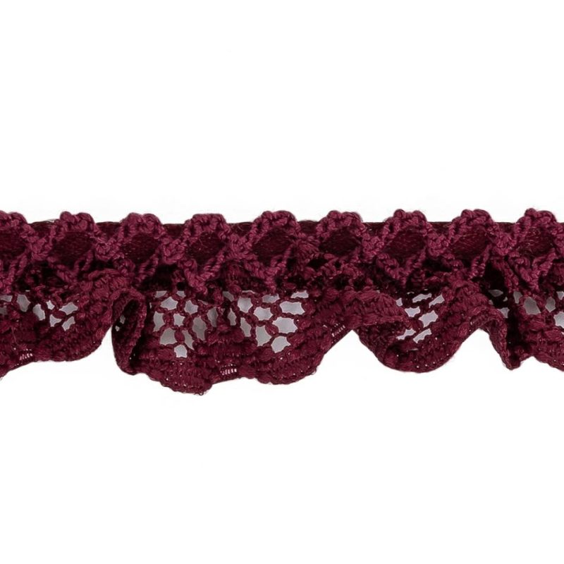 Pleated & Plisse | Wine Criss Cross Crochet Trimming – 0.625" Pleated & Plisse Pleated & Plisse