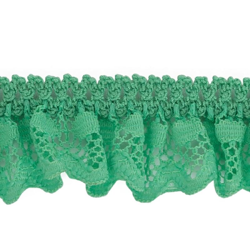 Pleated & Plisse | Spearmint Ruffled Stretch Lace Trimming – 1" Pleated & Plisse Pleated & Plisse