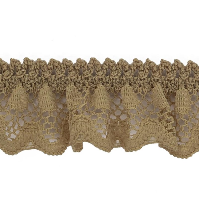 Pleated & Plisse | Desert Beige Ruffled Stretch Lace Trimming – 1" Pleated & Plisse Pleated & Plisse