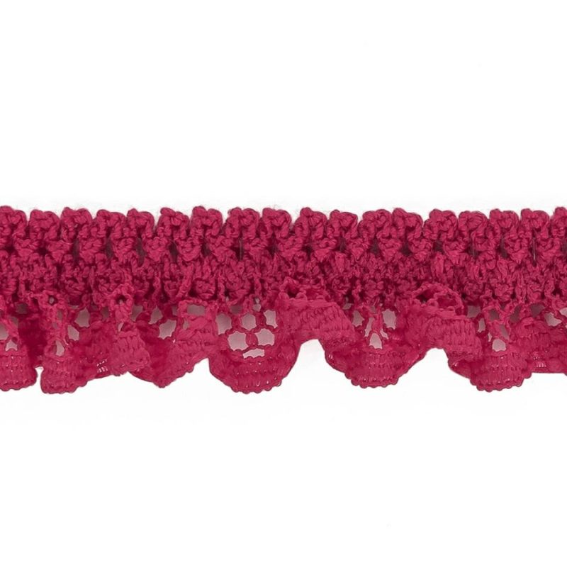 Pleated & Plisse | Deep Pink Ruffled Stretch Lace Trimming – 0.625" Pleated & Plisse Pleated & Plisse