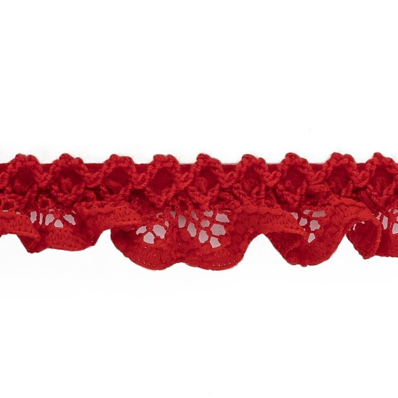 Pleated & Plisse | Fire Engine Red Criss Cross Crochet Trimming – 0.625" Pleated & Plisse Aura Orange