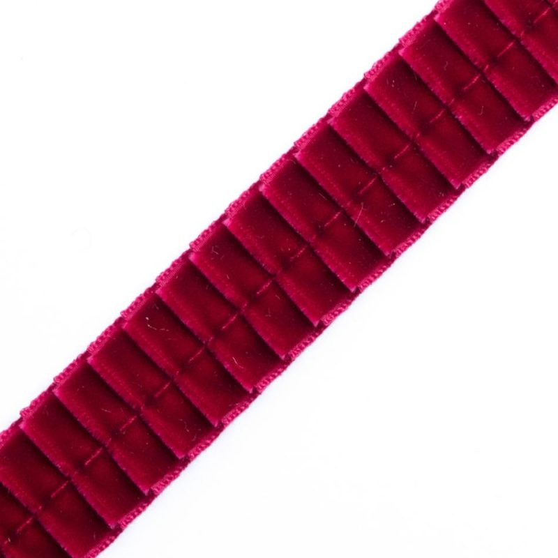 Pleated & Plisse | Wine Velvet Knife Pleated Trimming – 0.875" Pleated & Plisse Pleated & Plisse