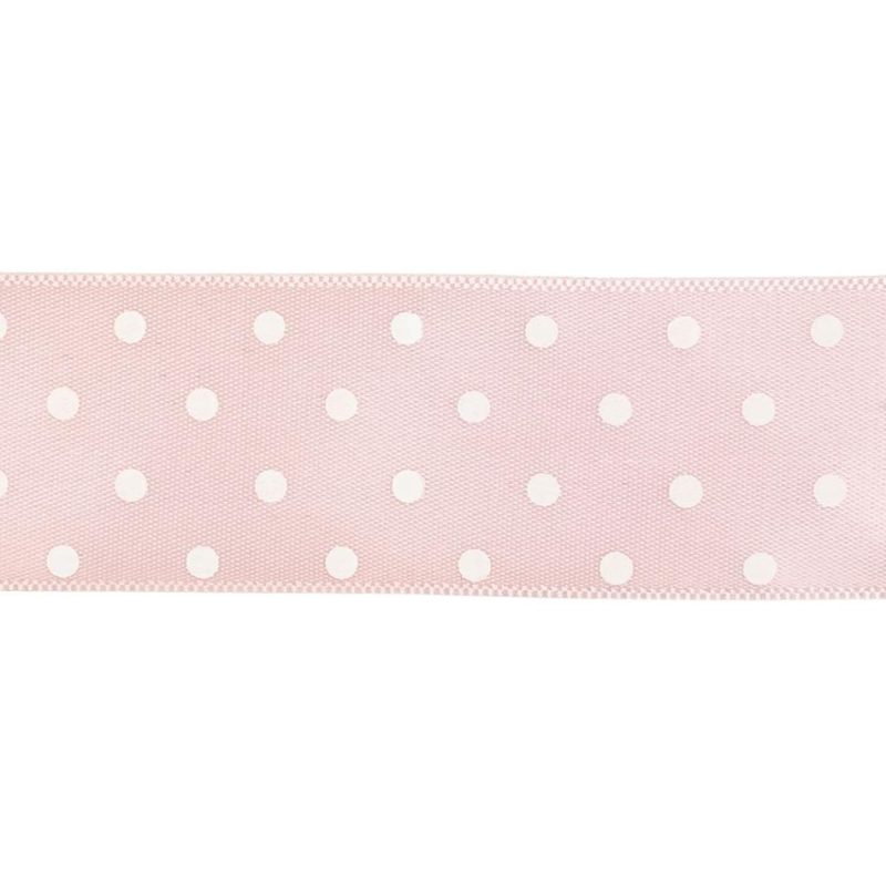 Printed | Baby Pink And White Polka Dot Satin Ribbon – 1" Printed Printed