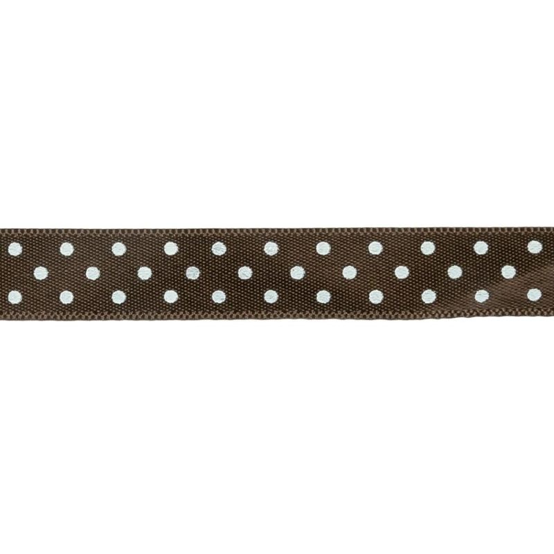 Printed | Brown And White Polka Dot Satin Ribbon – 0.375" Printed Printed