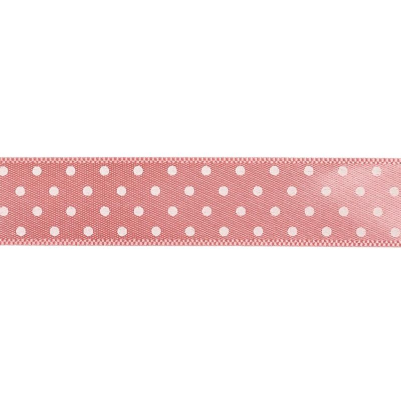 Printed | Flamingo And White Polka Dot Satin Ribbon – 0.625" Printed Printed