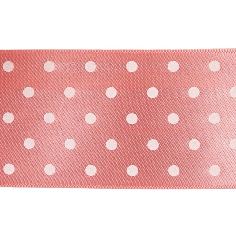 Printed | Flamingo And White Polka Dot Satin Ribbon – 1.5" Printed Printed