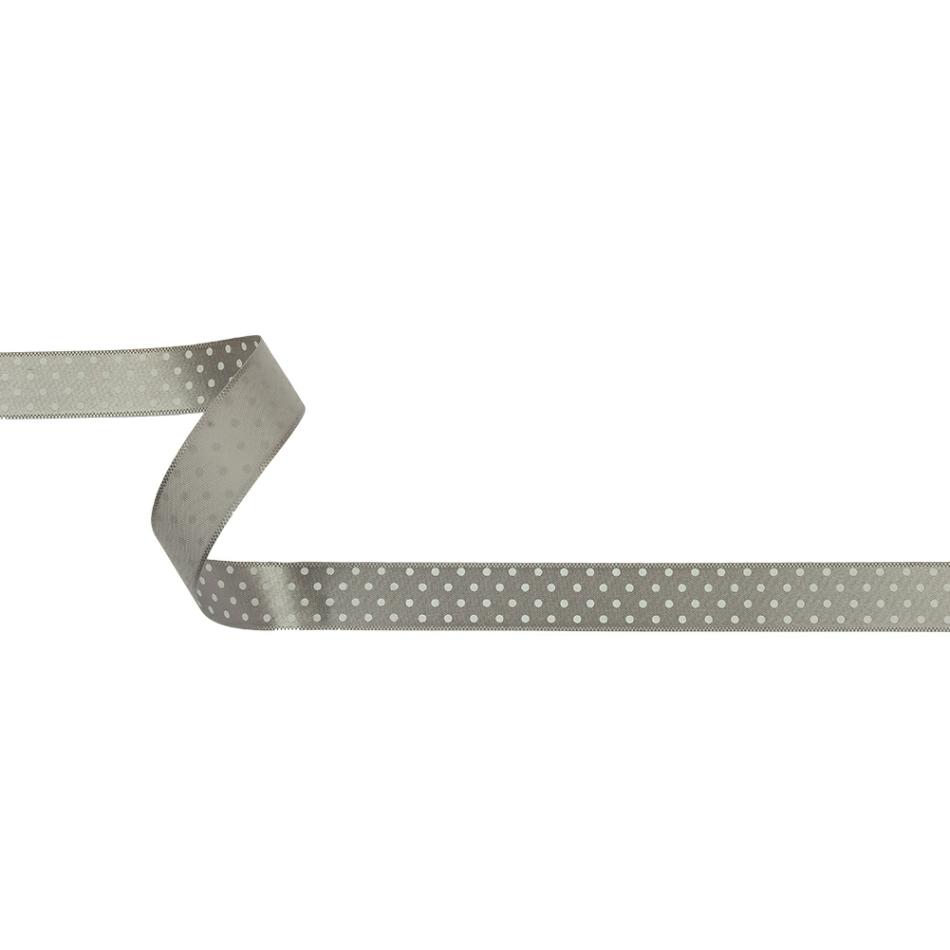 Printed | Gray And White Polka Dot Satin Ribbon – 0.625" Printed Printed