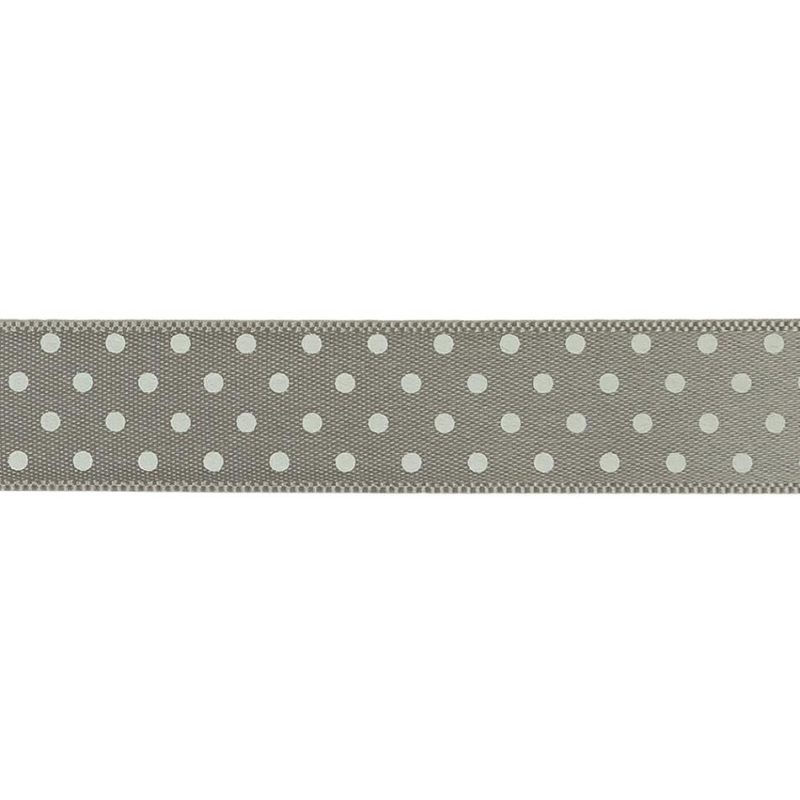 Printed | Gray And White Polka Dot Satin Ribbon – 0.625" Printed Printed