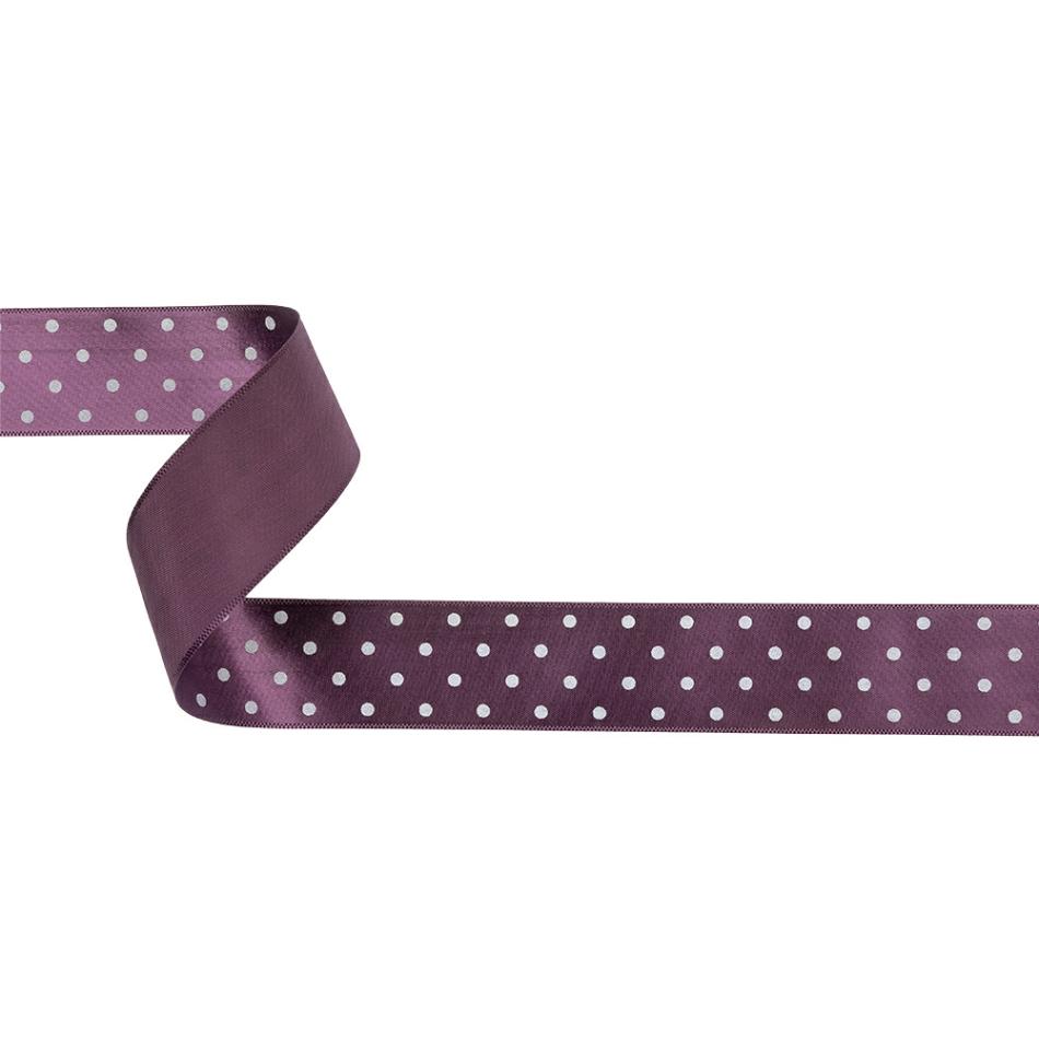 Printed | Purple And White Polka Dot Satin Ribbon – 1" Printed Printed