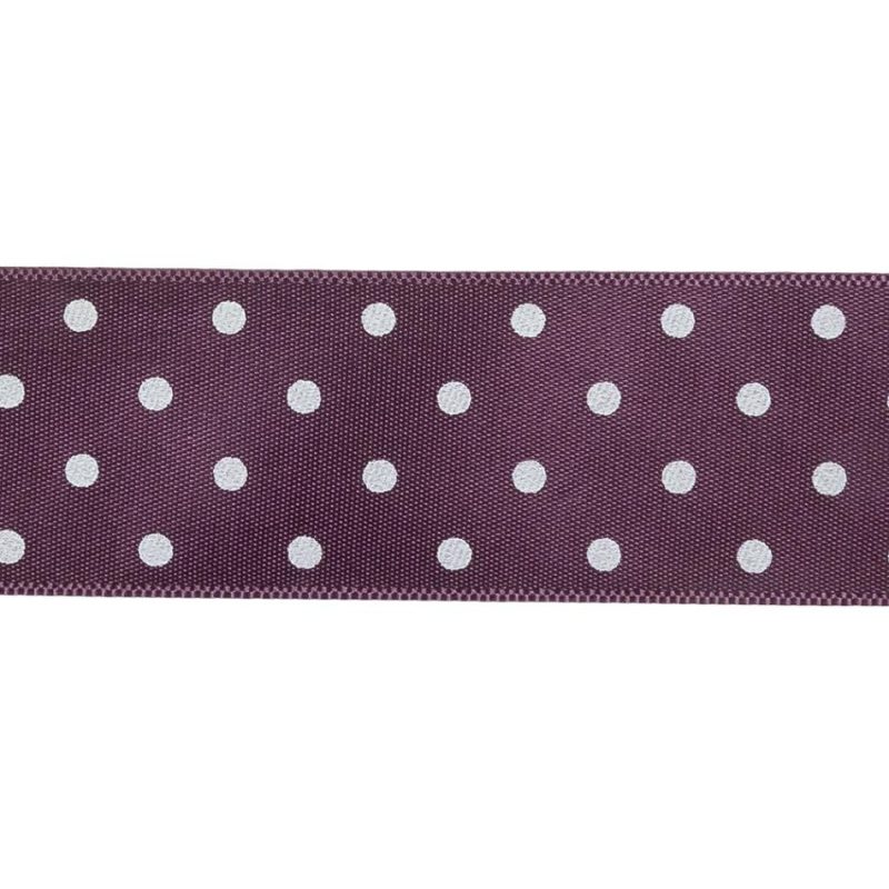 Printed | Purple And White Polka Dot Satin Ribbon – 1" Printed Printed