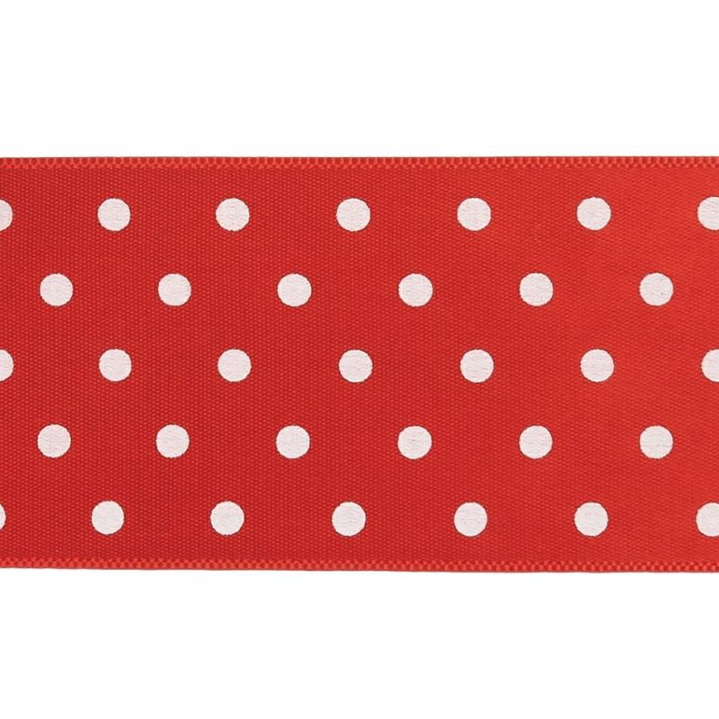 Printed | Red And White Polka Dot Satin Ribbon – 1.5" Printed Printed