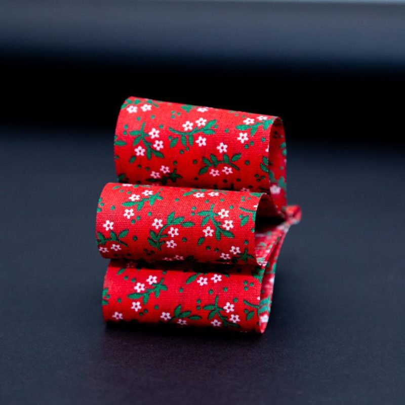 Printed | Red, Green And White Floral Christmas Ribbon – 1.875" Printed Printed