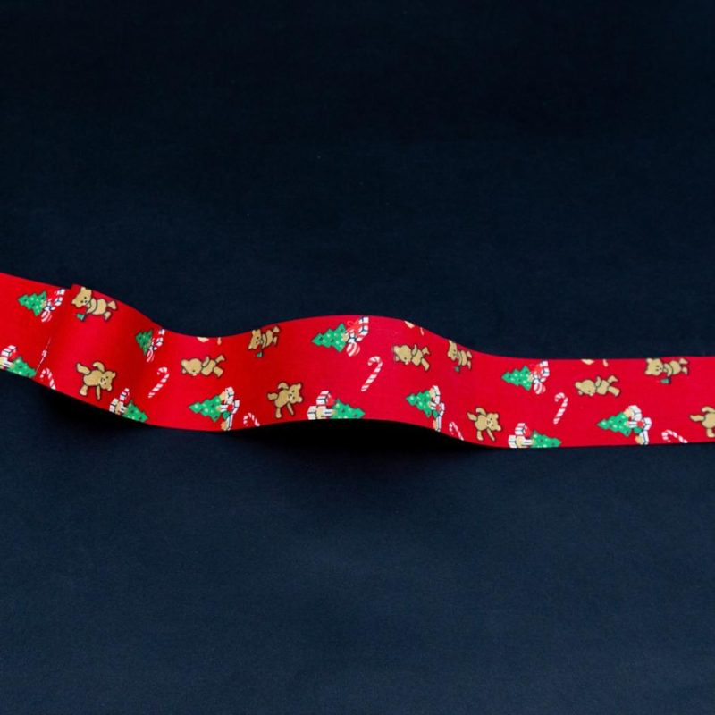 Printed | Red Teddy Bear And Christmas Tree Ribbon – 1.875" Printed Printed