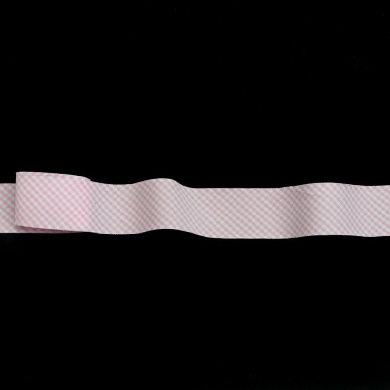 Printed | White And Pink Checkered Bias Tape Ribbon – 1" Printed Printed