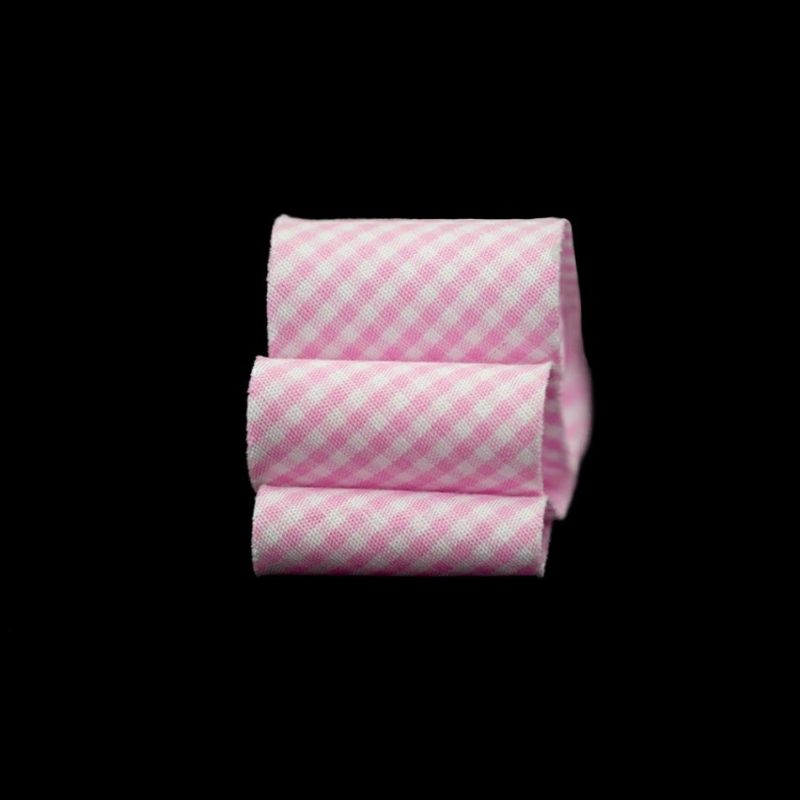 Printed | White And Pink Checkered Bias Tape Ribbon – 1" Printed Printed