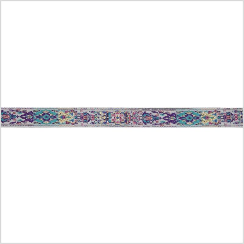 Reversible | 0.625" Metallic Multicolor Floral Jaquard Ribbon Jacquard Jacquard