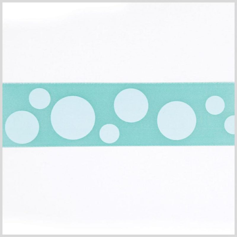 Satin | 1.5" Aquamarine/Aqua Polka Dot Satin Ribbon Ribbons Aquamarine,Aqua