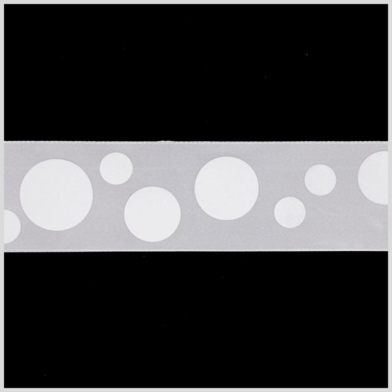 Satin | 1.5" Millennium Silver Polka Dot Satin Ribbon Ribbons Millenium Silver