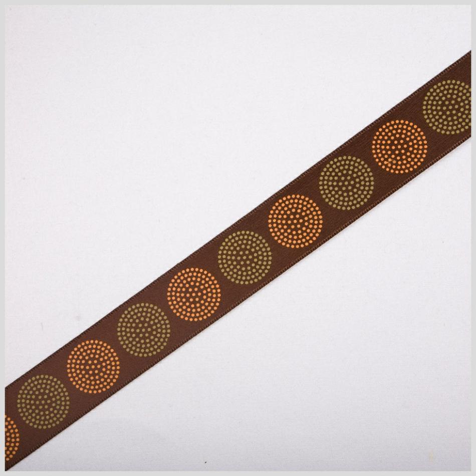 Satin | 7/8" Brown Printed Satin Ribbon Ribbons Brown