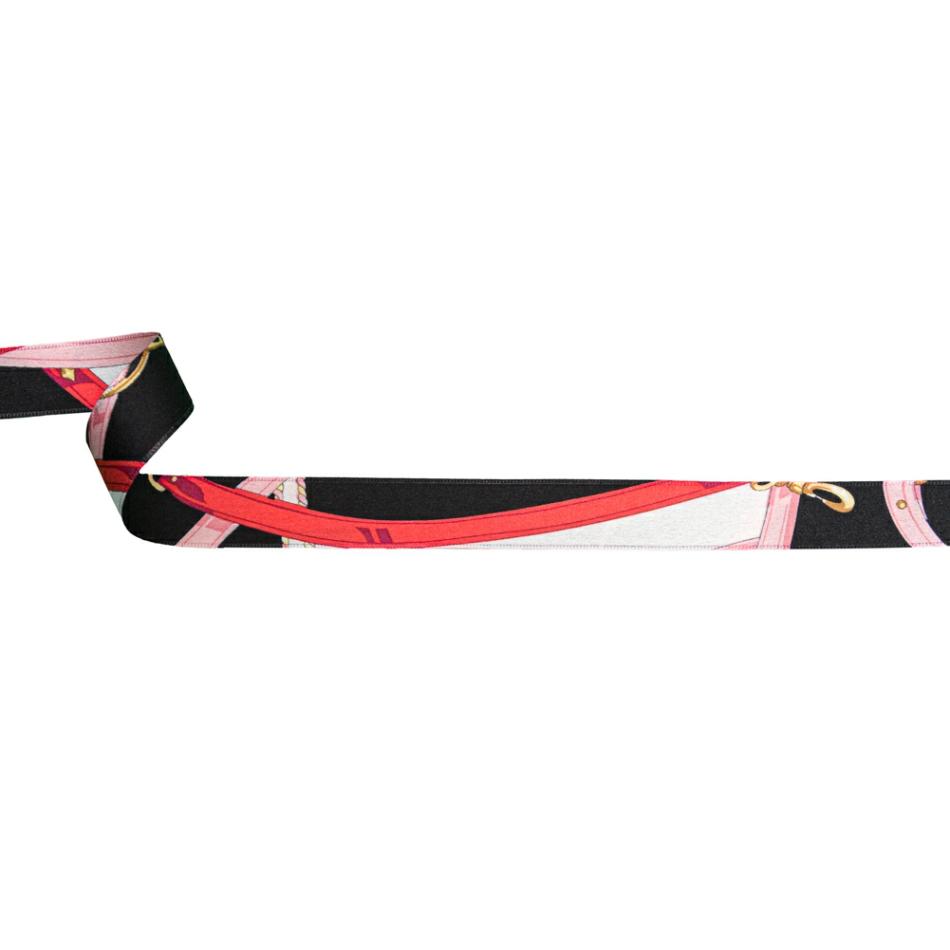 Satin | Anthracite And Peony Purse Straps And Chains Satin Ribbon – 1" Printed Anthracite,Peony,Rose Water,Poinsettia