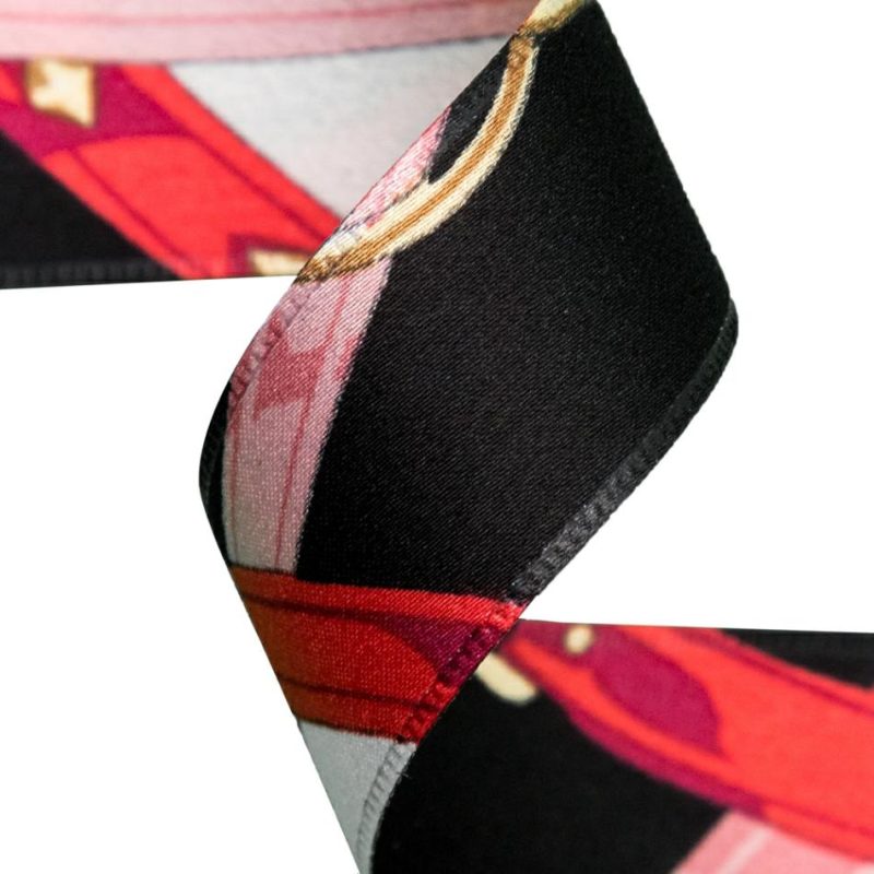 Satin | Anthracite And Peony Purse Straps And Chains Satin Ribbon – 1" Printed Anthracite,Peony,Rose Water,Poinsettia