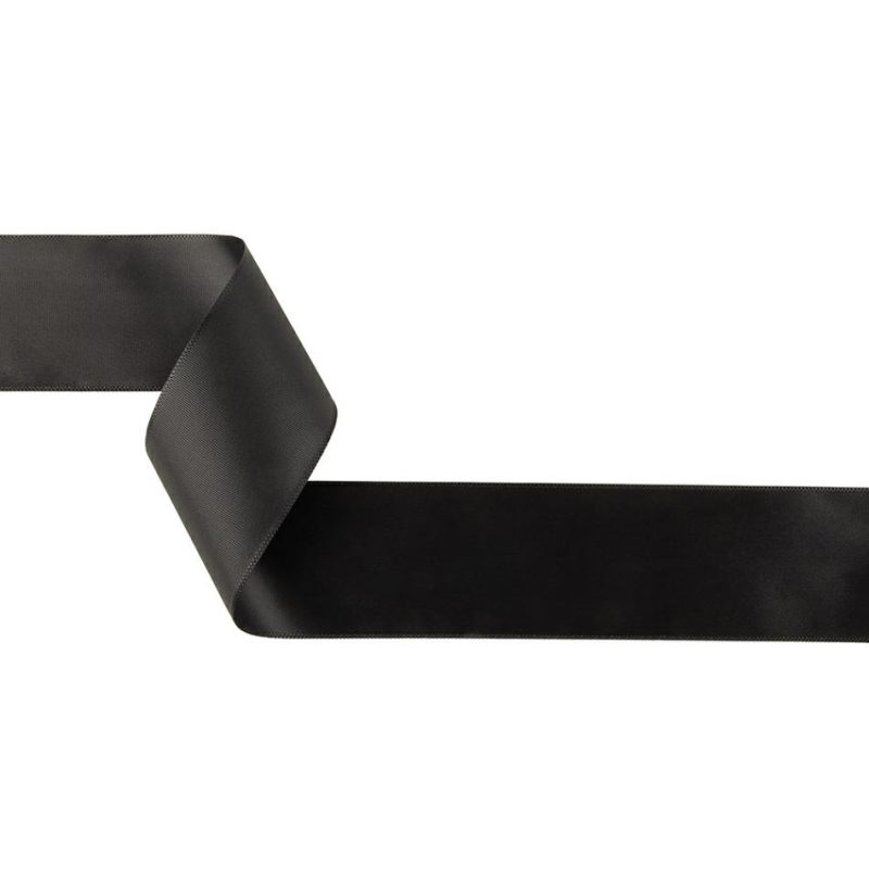 Satin | Anthracite Single Faced Satin Ribbon – 1.5" Ribbons Anthracite