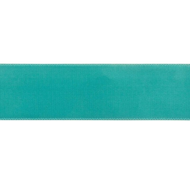 Satin | Aqua Single Faced Satin Ribbon – 1" Ribbons Satin