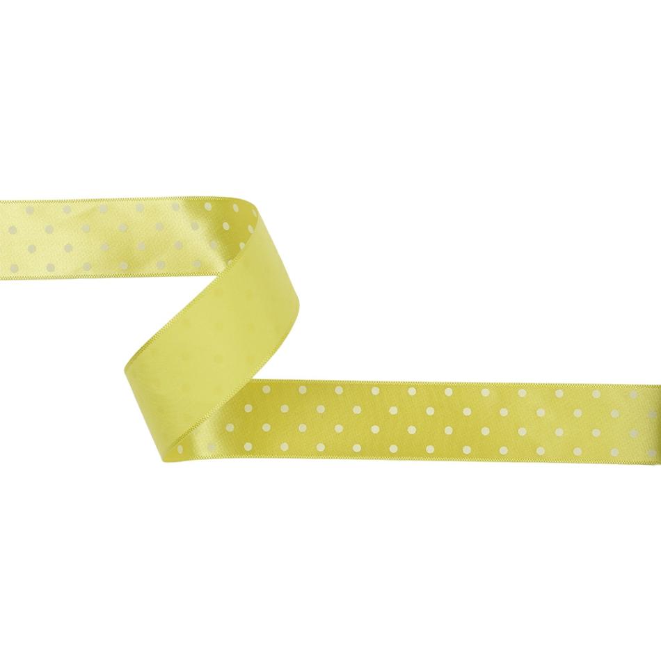 Satin | Banana And White Polka Dot Satin Ribbon – 1" Printed Printed