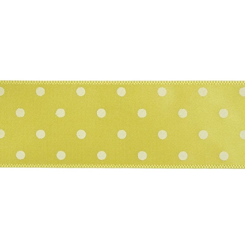 Satin | Banana And White Polka Dot Satin Ribbon – 1" Printed Printed