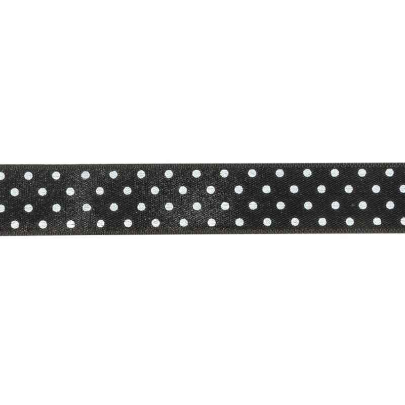 Satin | Black And Bright White Polka Dots Satin Ribbon – 0.625" Ribbons Bright White