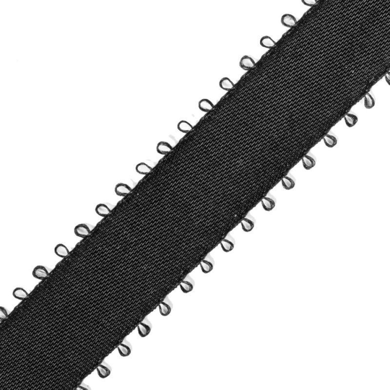 Satin | Black Feather Edged Satin Ribbon – 5/8" Ribbons Black