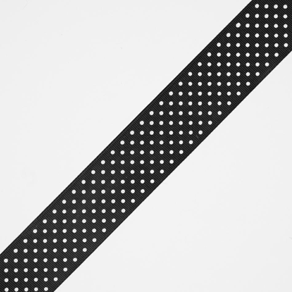 Satin | Black Polka Dot Grosgrain Ribbon Ribbons Black