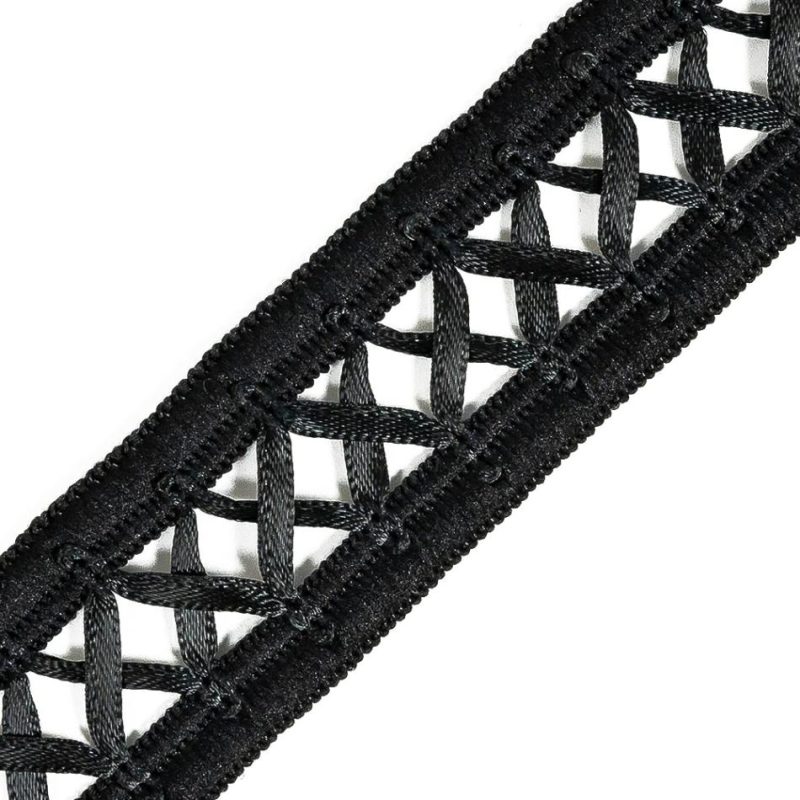 Satin | Black Satin Criss Cross Ribbon – 1.125" Ribbons Black