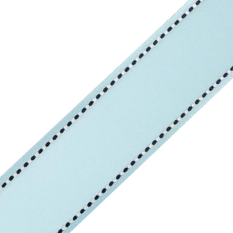 Satin | Blue Side-Stitched Ribbon – 1.1" Ribbons Blue,Black,White