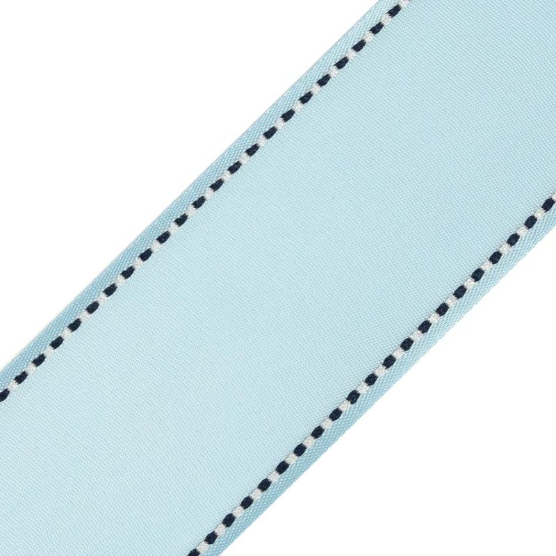 Satin | Blue Side-Stitched Ribbon – 1.5" Ribbons Blue,Black,White