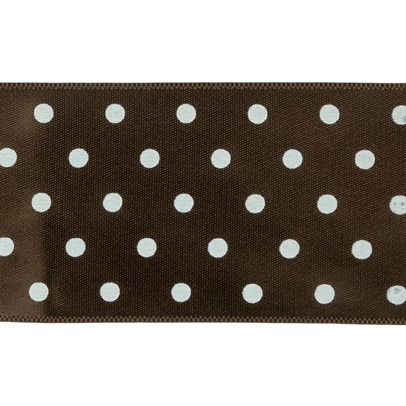 Satin | Brown And White Polka Dot Satin Ribbon – 1.5" Printed Printed