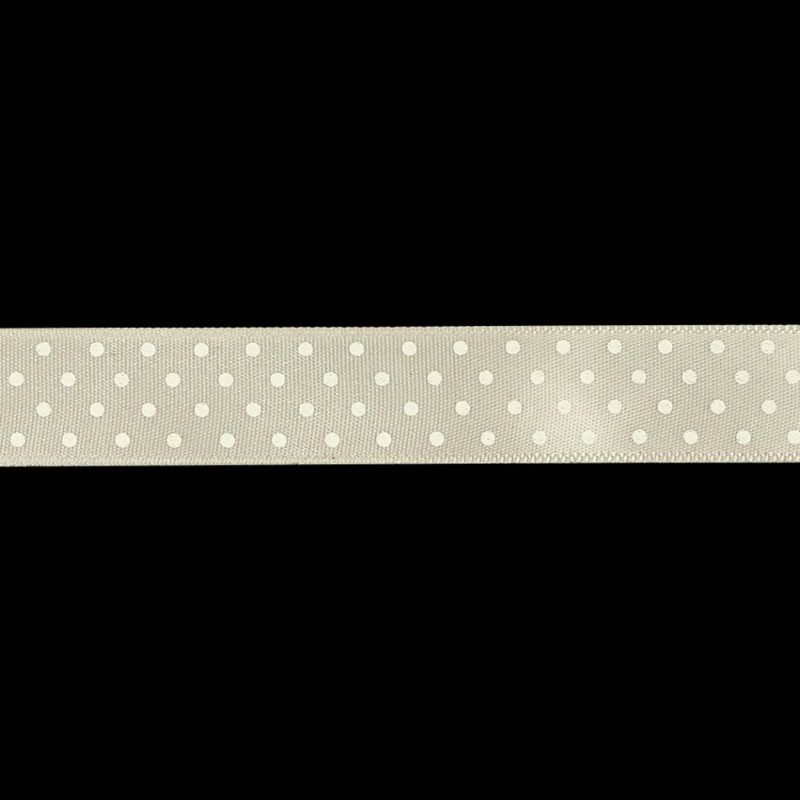 Satin | Coconut Milk And White Polka Dots Satin Ribbon – 0.625" Ribbons Coconut Milk