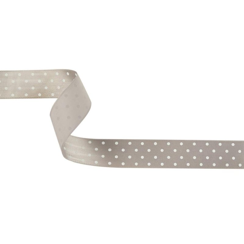 Satin | Gray And White Polka Dots Satin Ribbon – 1" Ribbons Satin