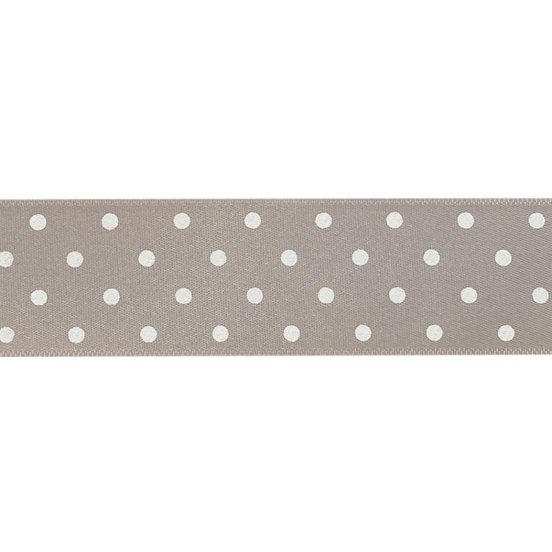 Satin | Gray And White Polka Dots Satin Ribbon – 1" Ribbons Satin