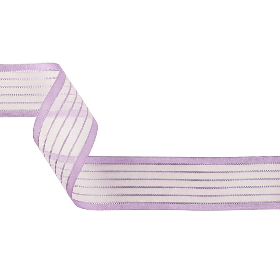 Satin | Lavendula Striped Sheer Ribbon With Opaque Borders – 1.5" Ribbons Lavendula