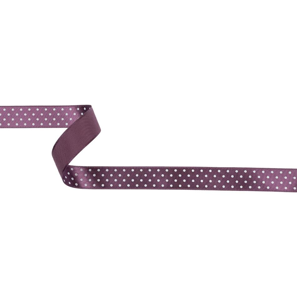 Satin | Purple And White Polka Dot Satin Ribbon – 0.625" Printed Printed