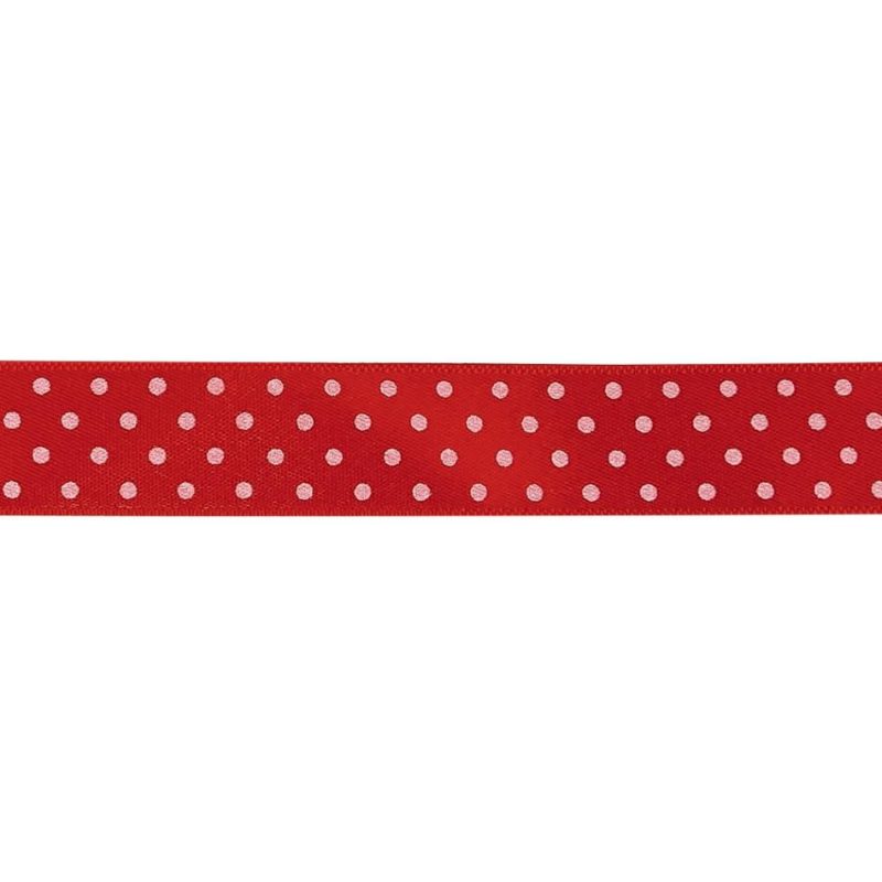 Satin | Red And White Polka Dots Satin Ribbon – 0.625" Ribbons Satin