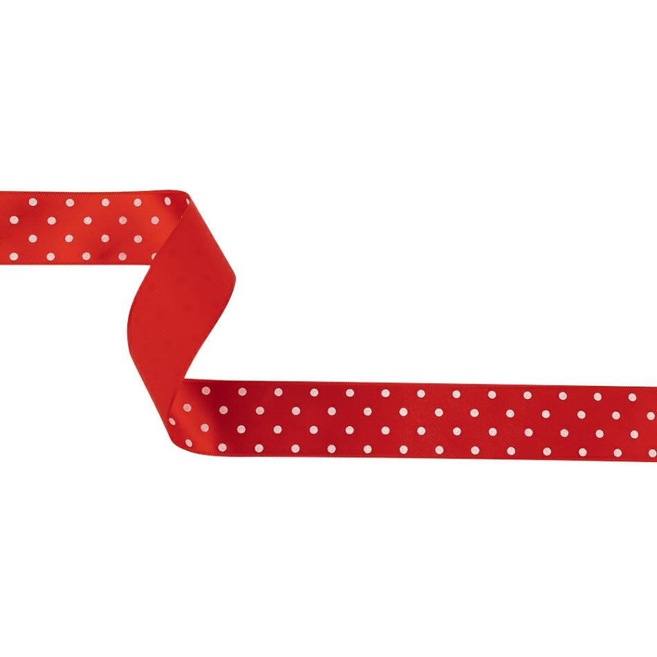 Satin | Red And White Polka Dots Satin Ribbon – 1" Ribbons Satin