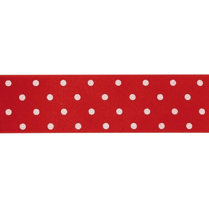 Satin | Red And White Polka Dots Satin Ribbon – 1" Ribbons Satin