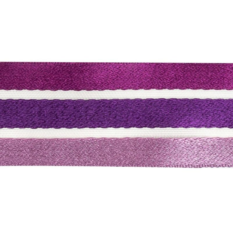 Satin | Shades Of Purple Satin-Faced Stripes And Mesh Ribbon – 1.625" Ribbons Satin