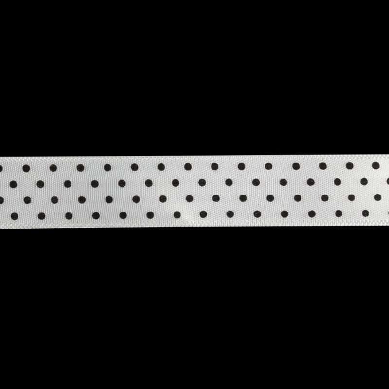 Satin | White And Black Polka Dots Satin Ribbon – 0.625" Ribbons Satin