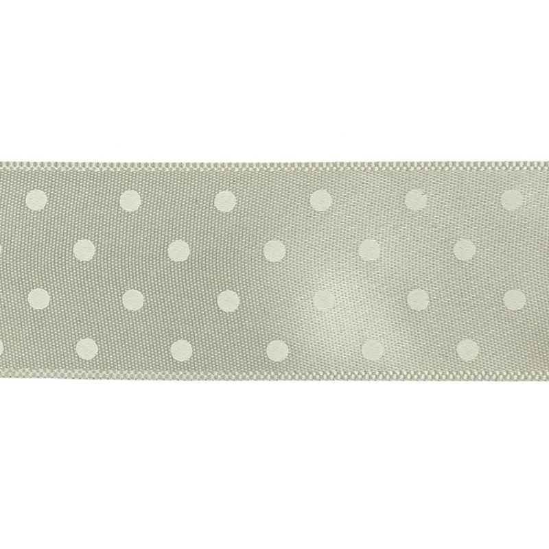 Satin | White On White Polka Dot Satin Ribbon – 1" Printed Coconut Milk