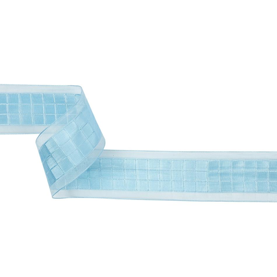 Sheer | Baby Blue Squares And Sheer Borders Ribbon – 36Mm Ribbons Sheer