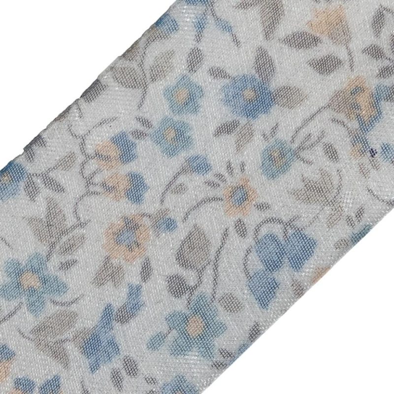 Sheer | Blue Floral Printed Sheer Ribbon – 1.5" Ribbons Blue