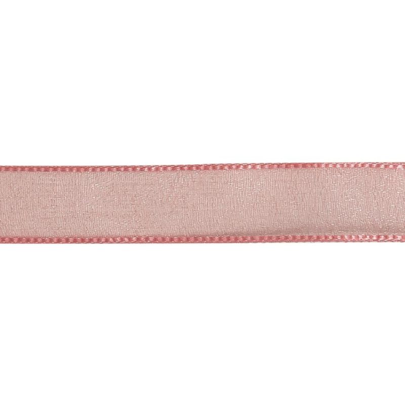 Sheer | Bubblegum Shimmering Organza Ribbon With Woven Edges – 0.75" Organza Organza